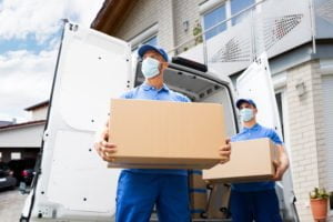 Furniture Move And Removal Using Truck Or Van With Face Mask