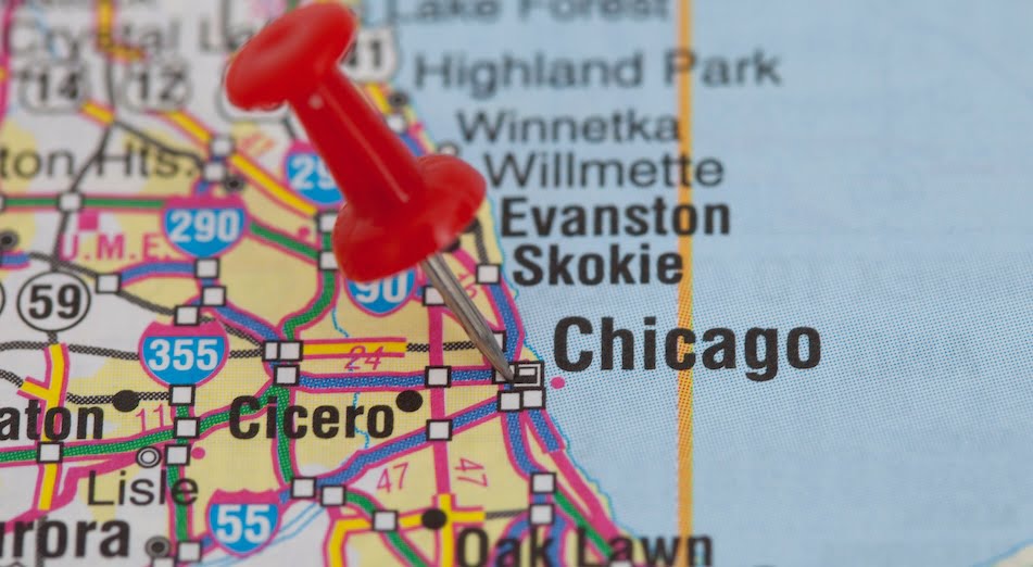 map and guide to moving to Chicago
