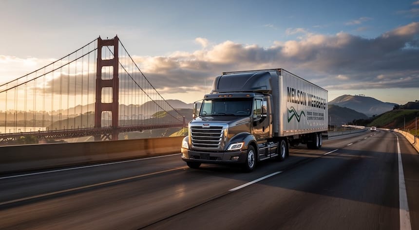 Nelson Westerberg moving truck to inspire Moving Guide to San Francisco driving over Golden Gate Bridge