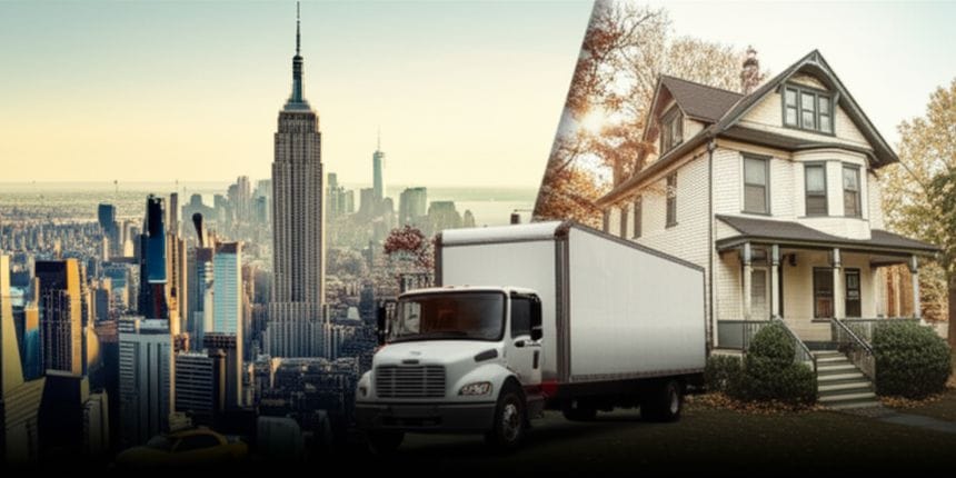 Conceptual image representing moving and new york.