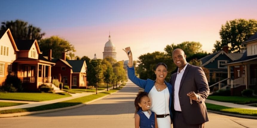 One individual subtly holds a gleaming house key, symbolizing homeownership and successful relocation.
