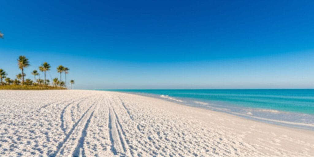 Siesta Key beach in Sarasota Florida with pristine white quartz sand and turquoise Gulf water - Moving Guide to Sarasota